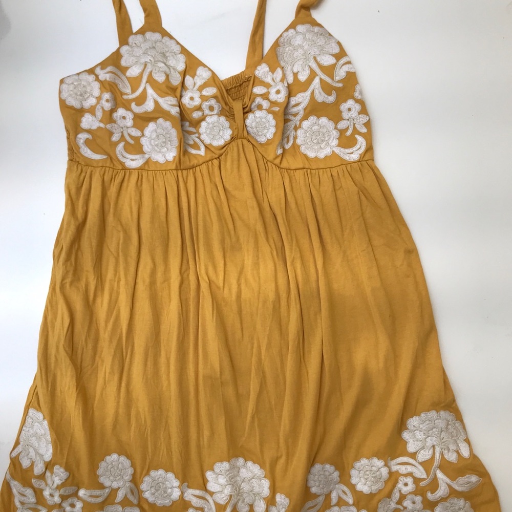 Mustard sundress with fancy embroidery